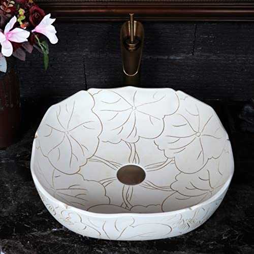 Lavabo à poser carré pour salle de bain en céramique vintage - 6