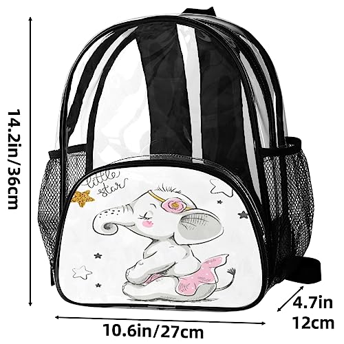 Sac à dos imperméable enfant transparent PVC école voyage motif Kawaii Elephant - 3