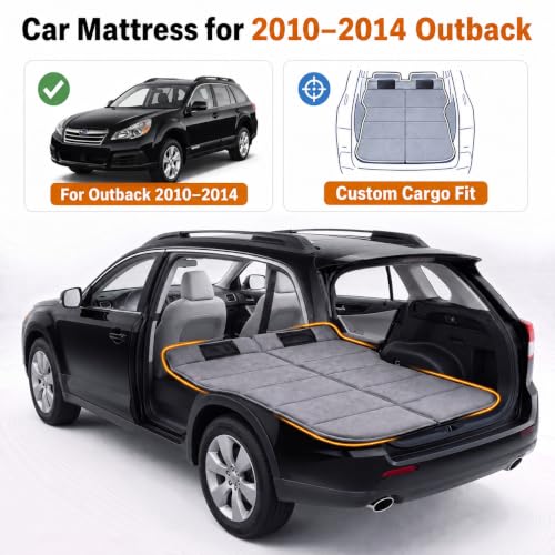 Image of Car Mattress for 2010-2014 Subaru Outback, Upgraded Non-Inflatable Thickened Foam SUV Car Camping Mattress, Foldable Trunk Sleeping Pad Car Bed Mattress for Road Trips Camping Travel