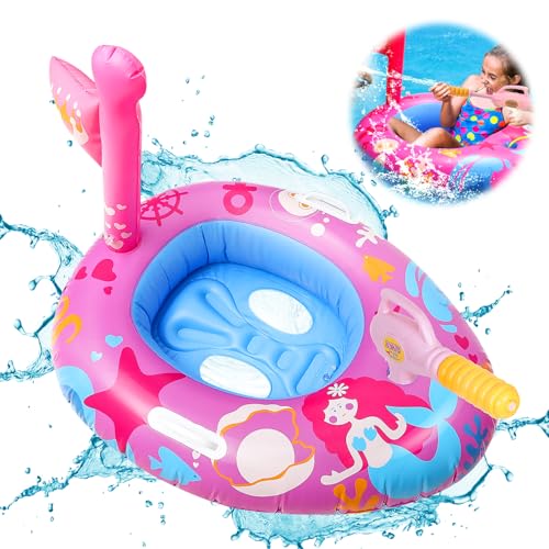 Natación de bebé Flota para niñas Luckits Natación Cintura Anillo con Asiento Natación de natación con Pistola de Agua Float de natación Inflable para niños Piscina Infantil Bañera de bañera 2-8 años