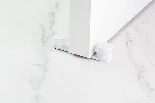 Miniatura 6 de Tope de puerta adhesivo blanco con retenedor  Puerta de 1.969in de grosor  Goma blanca  Instalación de tornillo + enchufe o adhesivo  Modelo I-164