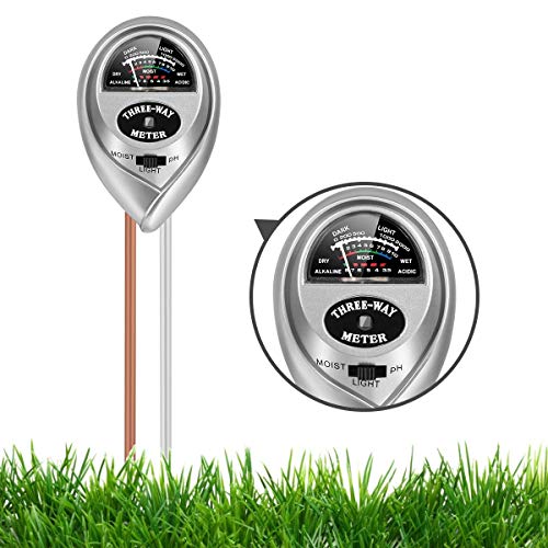 Soil pH Meter, Soil Moisture Meter 3-in-1 Soil Tester with Moisture, Light and PH Test, Soil Test Kit for Home/Garden/Farm/Lawn/Indoor & Outdoor