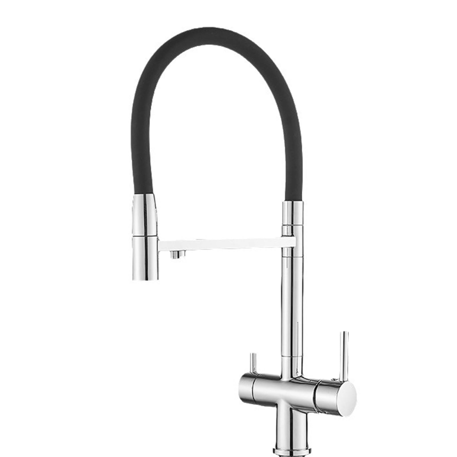 Robinet cuisine 3 voies chrome au design moderne avec double commande en laiton