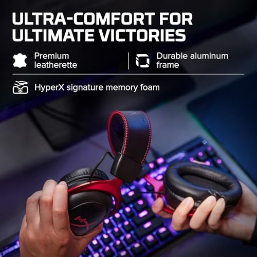 HyperX Cloud II Gaming Headset - 7.1 Surround Sound - Memory Foam Ear Pads - Durable Aluminum Frame - Multi Platform Headset - Works with PC, PS4, PS4 PRO, Xbox One, Xbox One S - Red (KHX-HSCP-RD) - 4