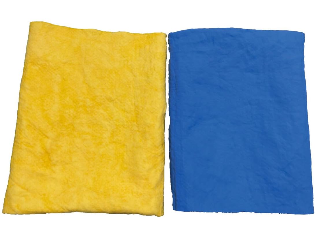 Photo 1 of 2 Pack Absorbent Car Drying Towel, 26"x17" Chamois Cloth Shammy Towel for Vehicle, Super Soft Upholstery Cleaning Towel, Dust Remove, Pet Drying, Scratch/Spot/Streak Free, Yellow & Blue