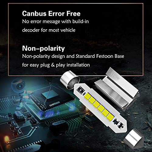Image of LASFIT 36MM LED Bulb Festoon 6418 6411 DE3423 LED Use for Dome Map Door Interior Door Trunk Glove Box Lights 6000K White Light(2pcs)