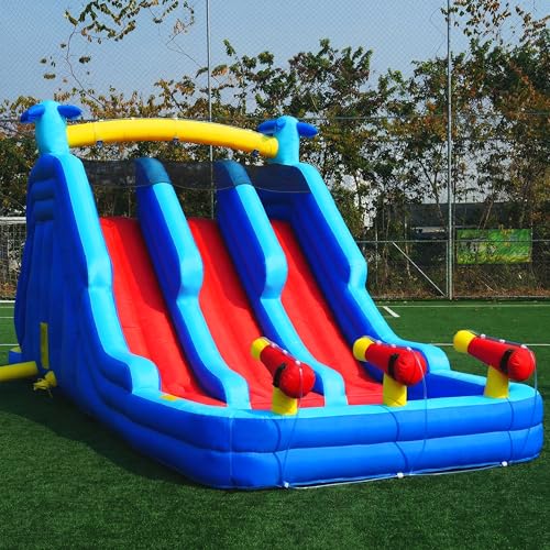 22FT Oxford Inflatable Water Slide Family Version of Water Park Equipped with a Pool Climbing Area and Slide Track Suitable for Summer Swimming Pool Parties and Family Gatherings （Include Blower）