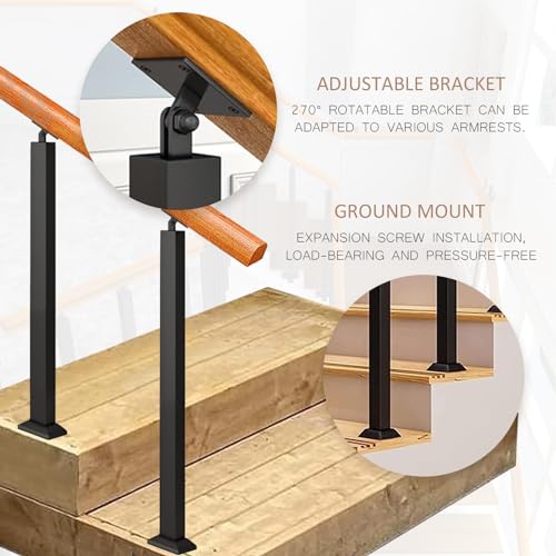 Rambarde d'escalier extérieure pour marches glissantes en béton - Hauteur 95 cm