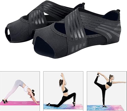 Miniatura 7 de KIPETTO Calcetines de yoga para mujer, sin dedos, antideslizantes, para pilates, barre, ballet, bikram, entrenamiento, talla 5-10 de EE. UU