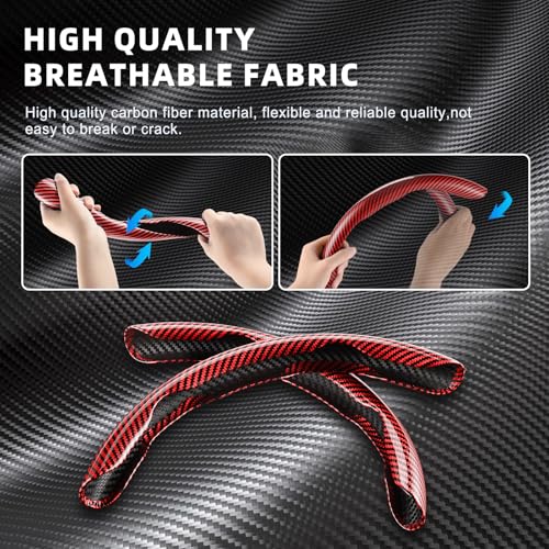 Image of Amiss 3pcs Carbon Fiber Anti-Skid Steering Wheel Cover, Waterproof Design, Universal Fit for 14-16 Inch Car Wheel Cover, Interior Car Accessories for Jeeps, SUVs, Trucks (Glossy Red)