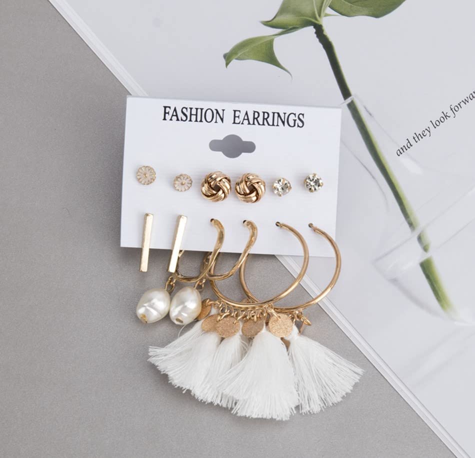 Image of ANNACREATIONS Stylish combo of pearl stud hoop earrings set for Women Girls