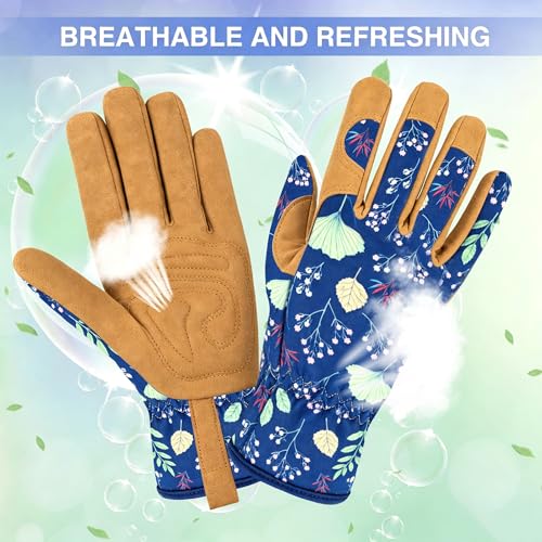 Womens Gardening Weeding Working Gloves, Leather Garden Glove for Women Thorn Proof No Stab for Digging, Planting,Pruning - Image 4