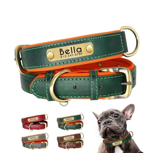 Hundehalsband aus Leder, mit tiefer Gravur, für kleine, mittelgroße und große Hunde und Katzen, personalisierbar