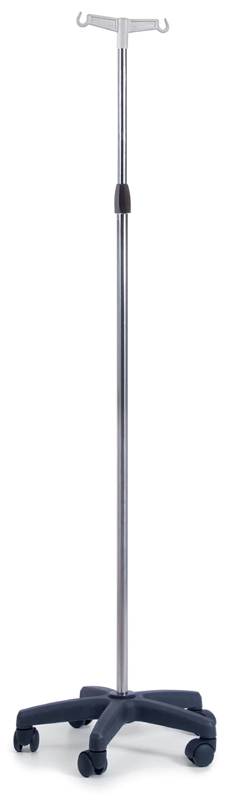 Asta Porta flebo in acciaio inox 2 ganci base con ruote