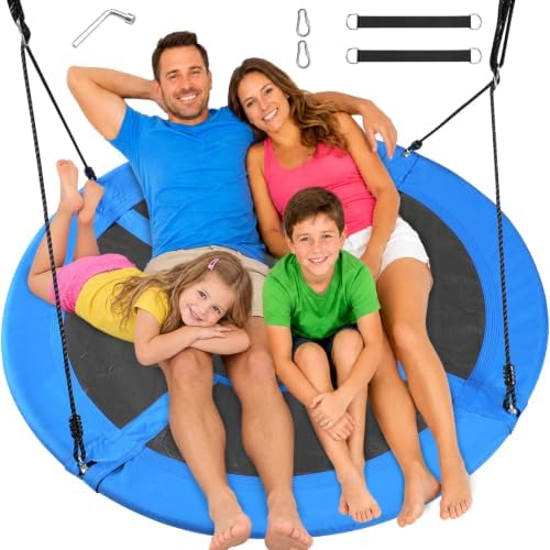 60-Inch Saucer Tree Swing for Kids & Adults, Large Backyard Swing, Blue