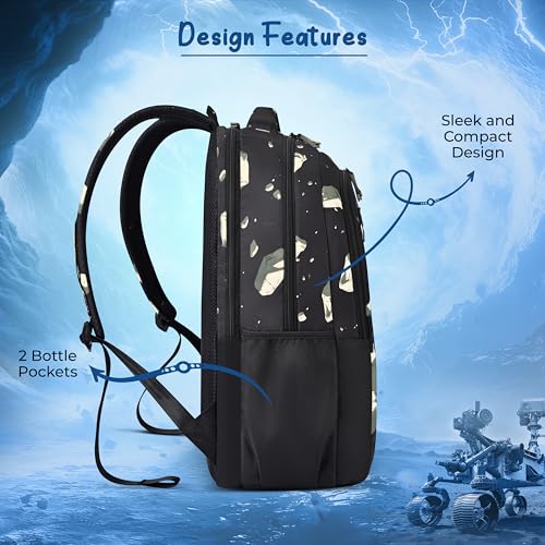 Image of Gear Lost In Space 17 inch /30L Large Water Resistant School Bag | Casual Backpack | Daypack | Travel Backpack | Kids Bag for Boys /Girls (Black - Black)