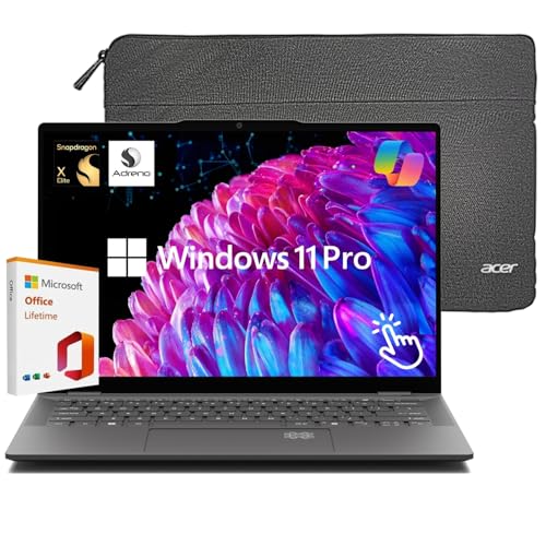 Image of acer Swift 14 AI Laptop, 120HZ 2k Touchscreen Laptop, Snapdragon X Elite 45 Top NPU, 16GB LPDDR5X RAM, 1TB Gen4 SSD, Windows 11 Pro, WiFi 7, BT 5.4, Backlit Keyboard, with Lifetime Microsoft Office