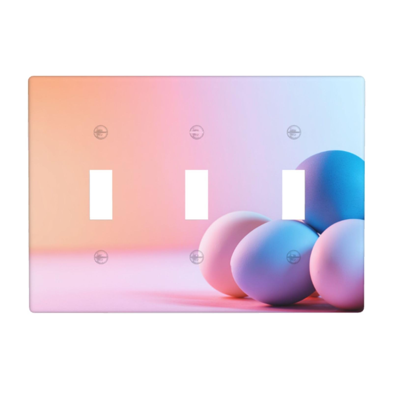 Woshuwo White Pastel Gradient And Easter Eggs Light Switch Covers 3 Gang Triple Toggle Wall Plate Switchplate Electrical Faceplate For Bathroom Kitchen Bedroom Decor