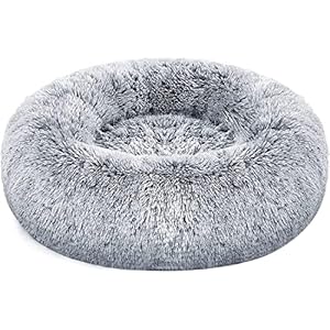 Docatgo Cama Perro Gato Mediano Pequeño – Cama para Perros Gatos Redonda Antiestres Suave Lavables, Cálido Felpa Cama Cojin Interior Invierno para Perro y Gato Medianos Pequeños (L-60cm, Gris)