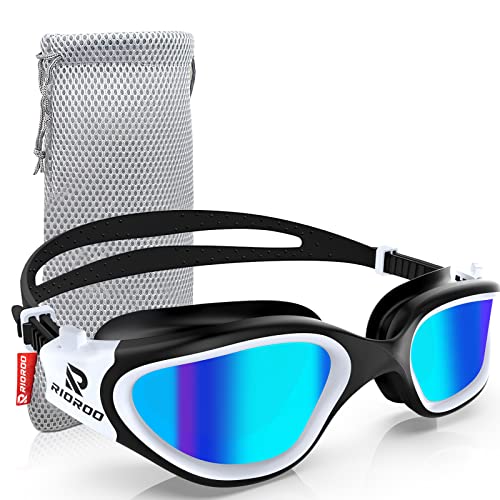 RIOROO Gafas Natación Polarizadas para Adulto Hombres Mujeres,Gafas de natación Antiniebla Protección UV sin Fugas profesional Lente de espejo Cover