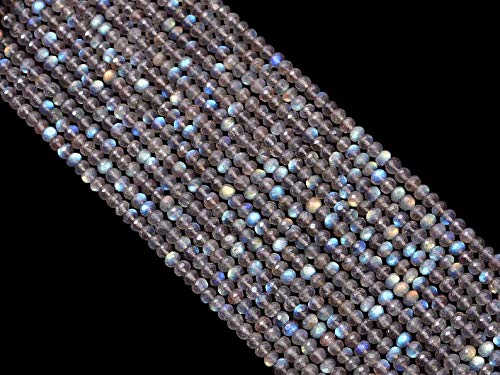 Perles Labradorite 4mm de pierres précieuses facettées rondelle fil 13 pouces
