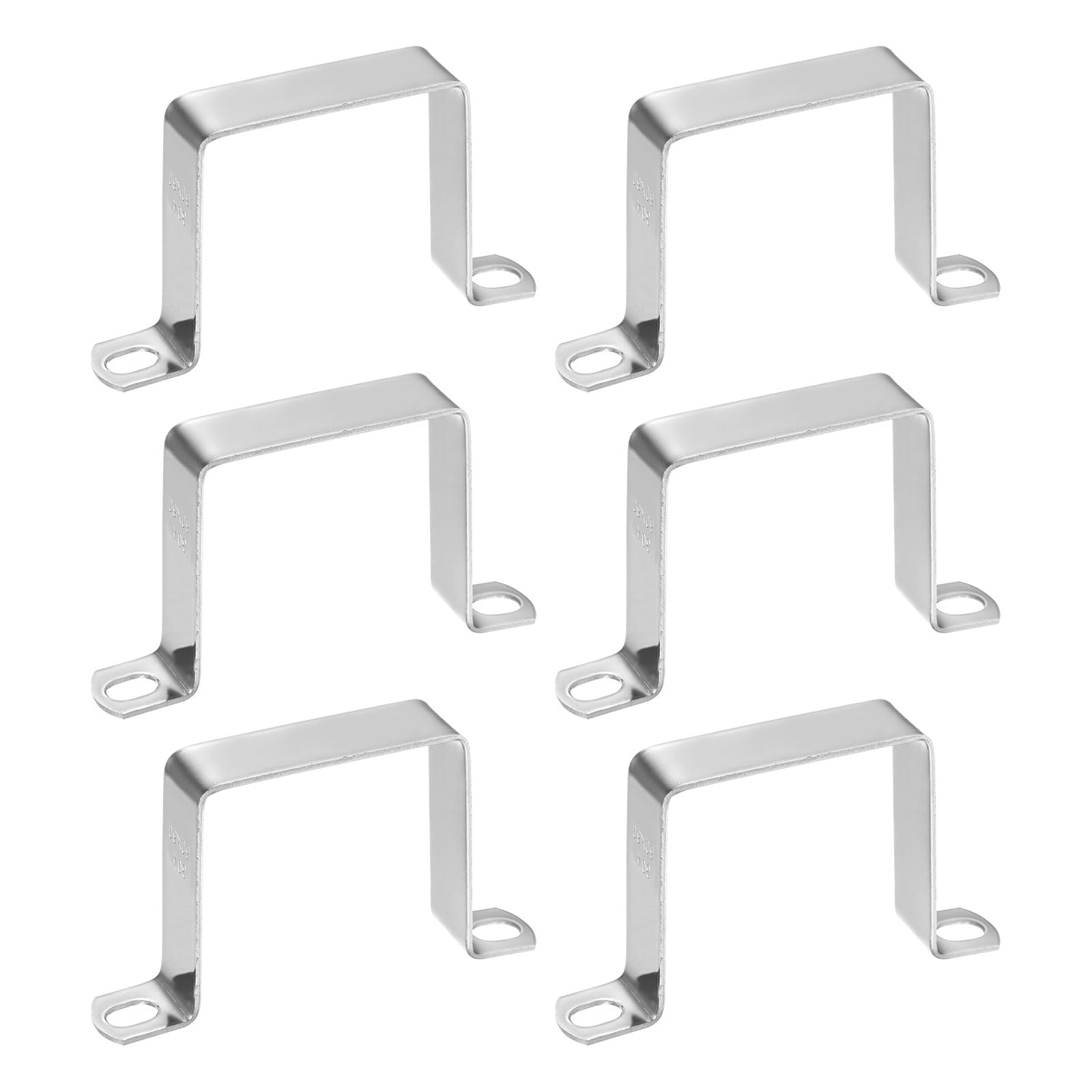 M METERXITY 6-Pack U Shaped Connector Bracket, 60x60mm 304 Stainless Steel Square Pipe Clamp for Door Closed Bar Holder Strut Channel/Fixing Tools/Pipe, Strap Clamp for Rectangular Tube