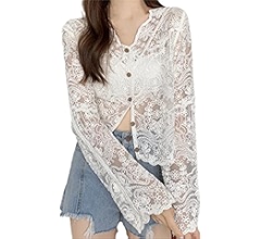シャツ+ブラウス(半袖+袖なし) Marte - vintage white lace high neck blouse Amazon.com: Women Vintage Lace Blouse Shirts Female Long