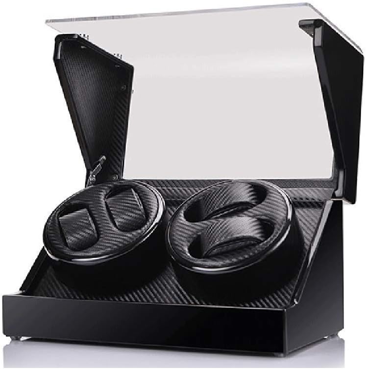 LSLYTQ Watch Winders Watch Winder Boxes Quiet Motor Rotate Winding Box 4+0 Mechanical Watch Storage Turn Table Device Automatic Watch Winder White Black Watch Box,A Needed