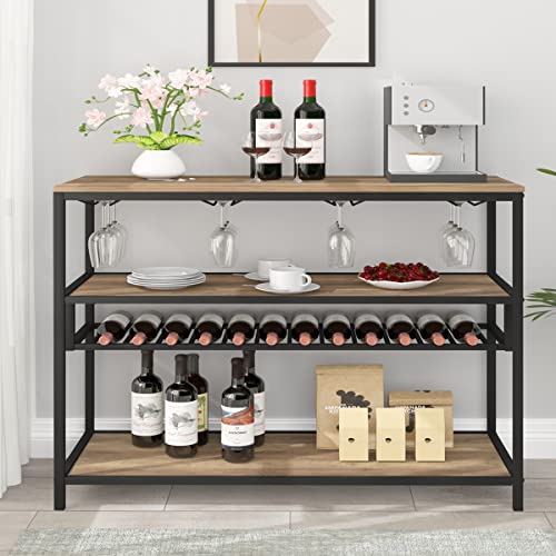 image for LVB Wine Rack Table, Modern Wine Bar Cabinet Freestanding Floor, Wood 