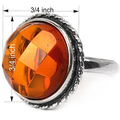 Image of Sterling Silver Amber Round Classic Ring