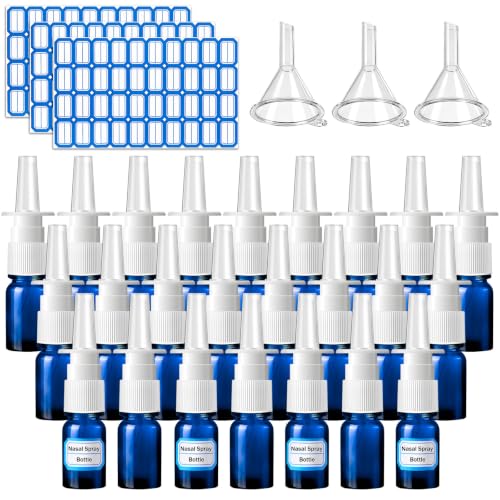 ZHWKMYP 40 Pcs Nasal Spray Bottle Glass Empty Refillable, 5ML/0.17OZ