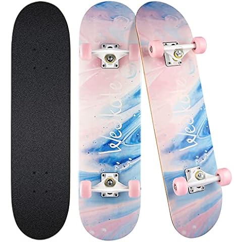 WeSkate Skateboards for Beginners - 31 Inch Complete Standard Skateboard for Children Teenagers Adults, 7-Layer Double Kick Deck Element Cruiser Skateboard with ABEC-11 Ball Bearings Cover