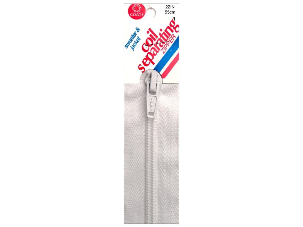 Coats Thread & Zippers Coil Separating Zipper, 22-Inch, White
