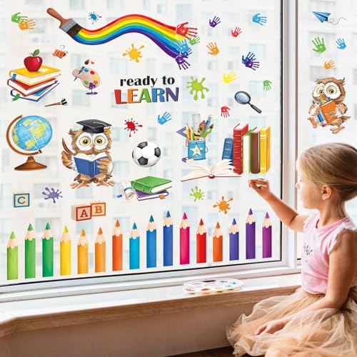 Decalmile DM2014 Inspirational Quotes Window Clings Back To School Kids Reading Books Rainbow Window Decals Anti-Collision School Classroom Glass Window Doors Window Stickers thumb #2