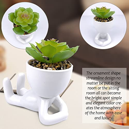 ODIWEN 2 PCS Mini Fake Succulents Mini Artificial Succulent Desk Plant in Pots - Image 4