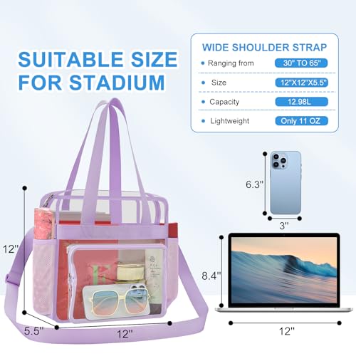Image of Busiuw Clear Bag for Stadium Events, Stadium Approved 12x12x6 Clear Tote Bag for Sport Fan, Work Concert Travel