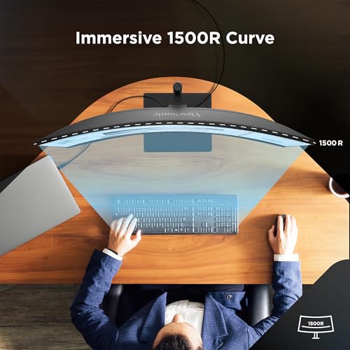 Image of ViewSonic VG3456CA 34 Inch 1440p Ultrawide Docking Monitor, Curved IPS Display for Smooth Home and Office Productivity, Full Ergonomic Adjustability, 100W USB-C, RJ45, and HDMI Inputs