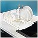 Buruis Dish Drying Rack, Gold Dish Drainer Organizer Includes Removable Drain Board and Utensil Holder, Large Capacity Metal Dish Racks for Kitchen (White)
