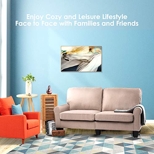 BAHOM 70” Indoor Loveseat Couch Sofa, 2 Seats Sofa Bed for Living Room, Bedroom, Office, Thick Sponge Stuffed, Beige