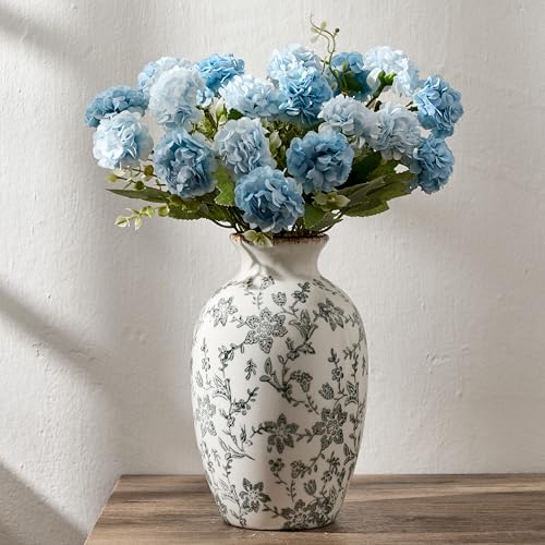 Gray Vintage Chinoiserie Floral Vase, 7.95" - image 1