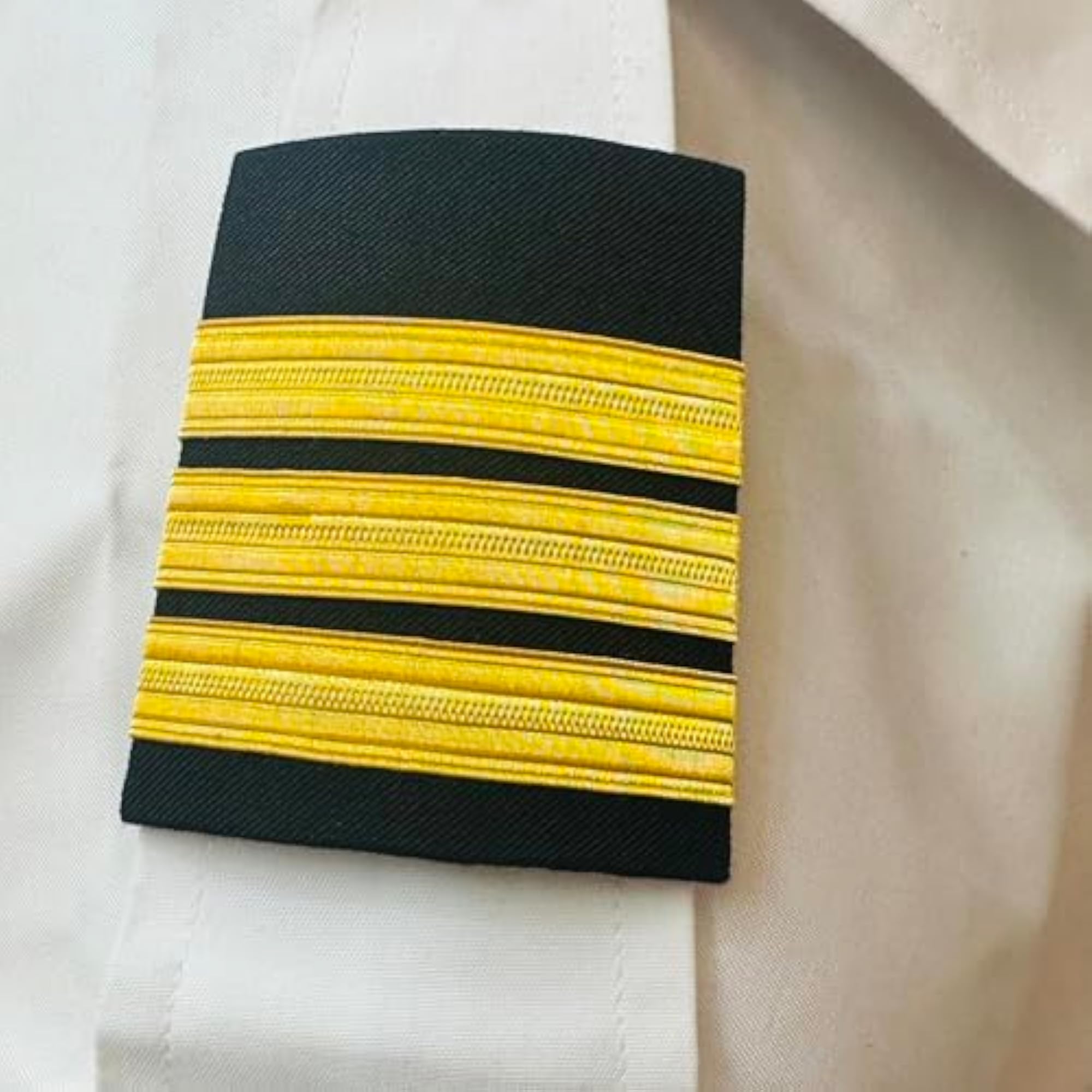 Men's Airline Pilot Hard Epaulettes, Professional 3-Bar Rank