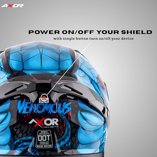 Image of Apex Venomous Smart Helmet - Bluetooth, High-Impact, Scratch-Resistant Visor, Sensor- Black Blue, M