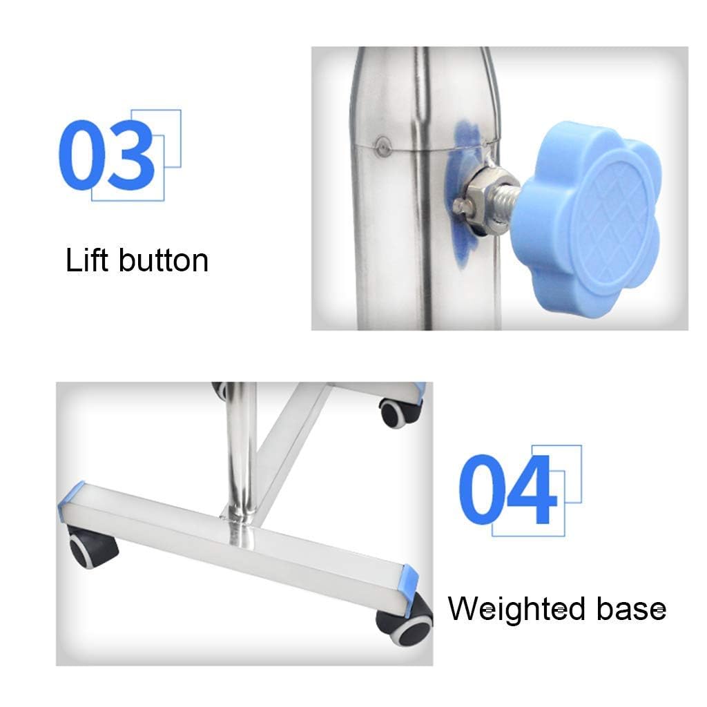 Soporte de bandeja móvil de acero inoxidable, carrito de altura ajustable, para spa médico, equipo de salón de tatuajes