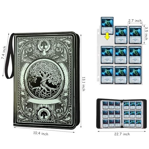 Image of 9 Pocket Card Binder,Trading Card Binder Premium 720 Double PU Card Collection Binder with Sleeves,Card Folder for MTG, TCG, Sports Cards(Black)