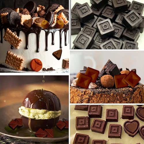 Image of MoldBerry Silicone Chocolate Mould Set of 4 - Square, Round & Triangle Candy‑Jelly Chocolate Making Moulds - Flexible, Non‑Stick Baking Tray for Chocolate, Candy, Jelly