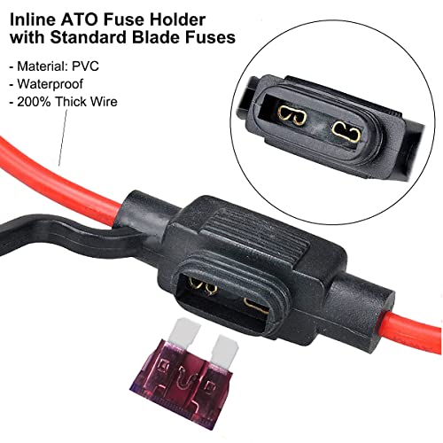 Muhize Upgraded Inline Fuse Tap - Car Standard Blade Fuse Holder(2023 New), 12V Add-A-Circuit Fuse 12 Gauge Waterproof Apr Ato Atc Inline Fuse Wire With 40Amp Standard Fuses(3 Pack) #TOP3