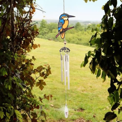 Carillon à vent extérieur oiseau attrape-soleil cristal vitrail suspension jardin - 2