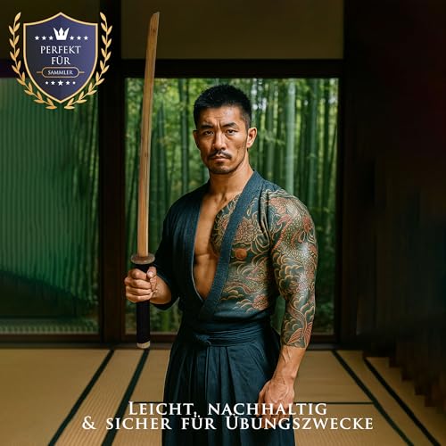 Katana Bokken mit Scheide – Holzversion aus Bambus – traditionelles Übungsschwert für Kampfsport, Cosplay & Deko – leichtes Trainingskatana für Anfänger & Sammler