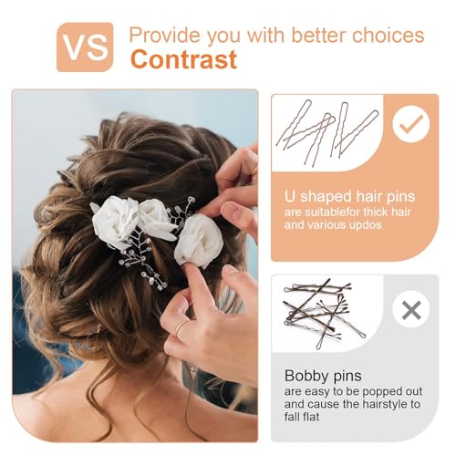300pcs Bobby Pins Kit, 200 Hair Grips 100 Rubber Hair Bands for Women, U Shaped Hair Pins Black and Brown Bobby Pin Styling Accessories with Storage Box, 2inch, 2.36inch, 2.75inch - Image 6