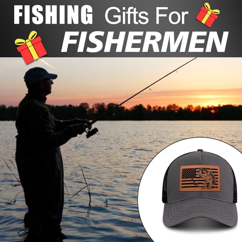 Image of Fishing Hat Fishing Gifts for Men, Bass Fish Flag Hats, Fishing Gear Accessories Stuff, Adjustable Fishing Trucker Hat